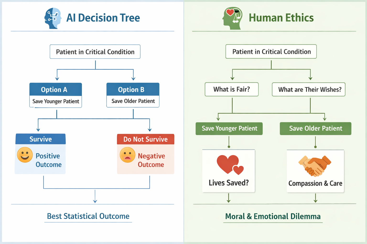 infographic showing ethical dilemmas in AI medical decision making
