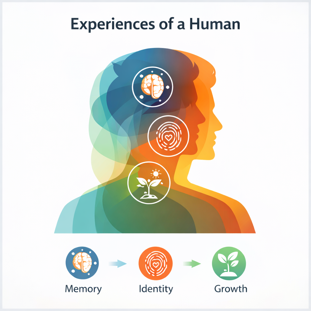 infographic showing identity as layered experiences over time

