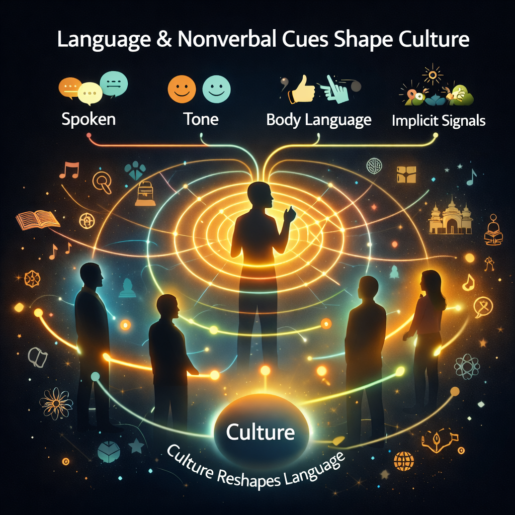 infographic showing how language and nonverbal cues shape culture
