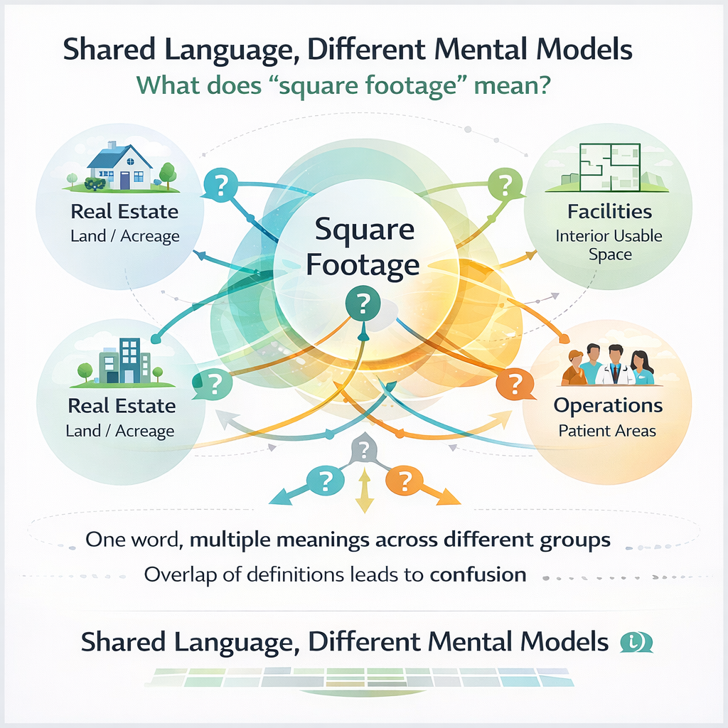 infographic showing one term with multiple meanings across different groups
