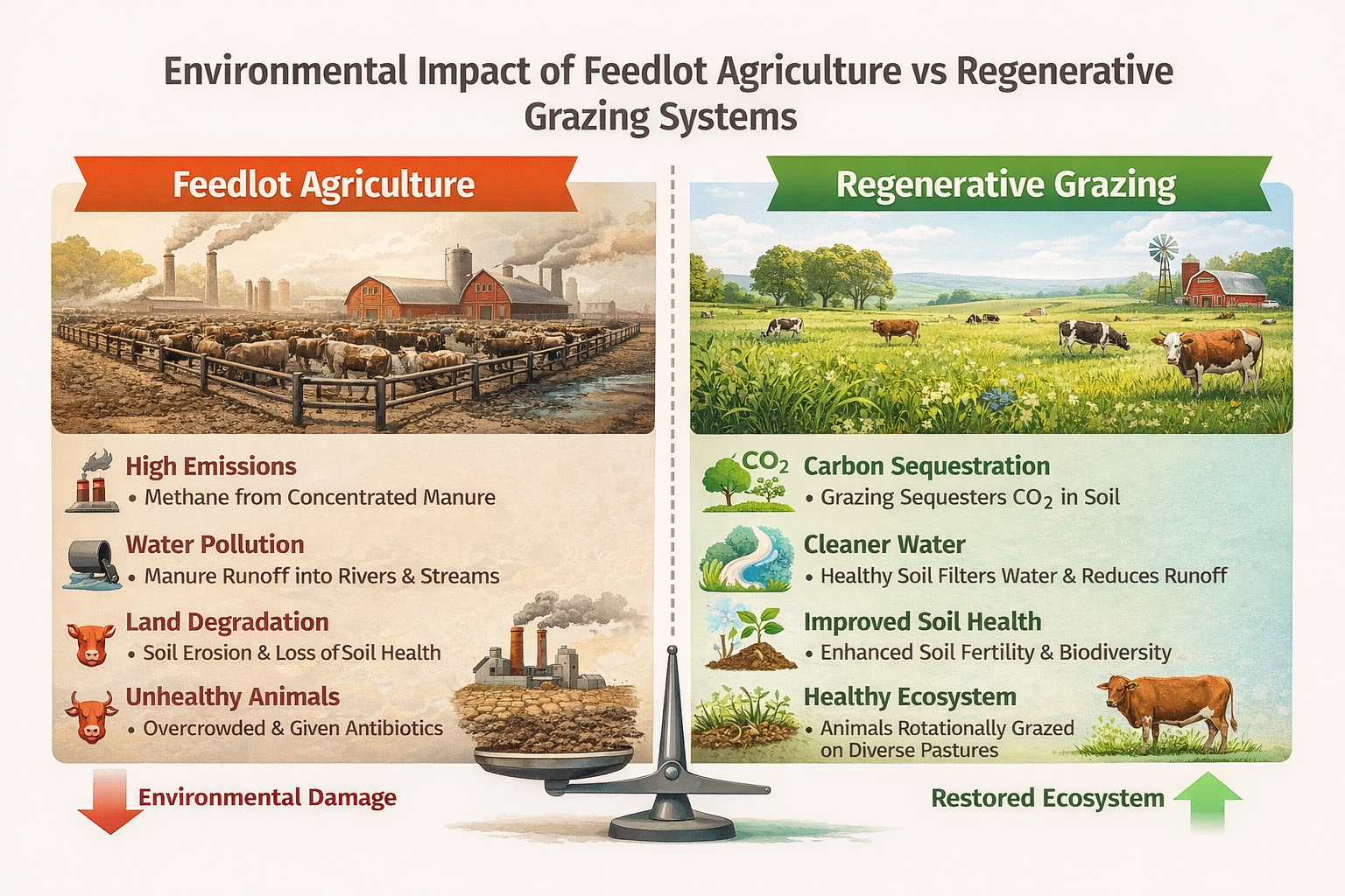 Industrial vs regenerative agriculture impact