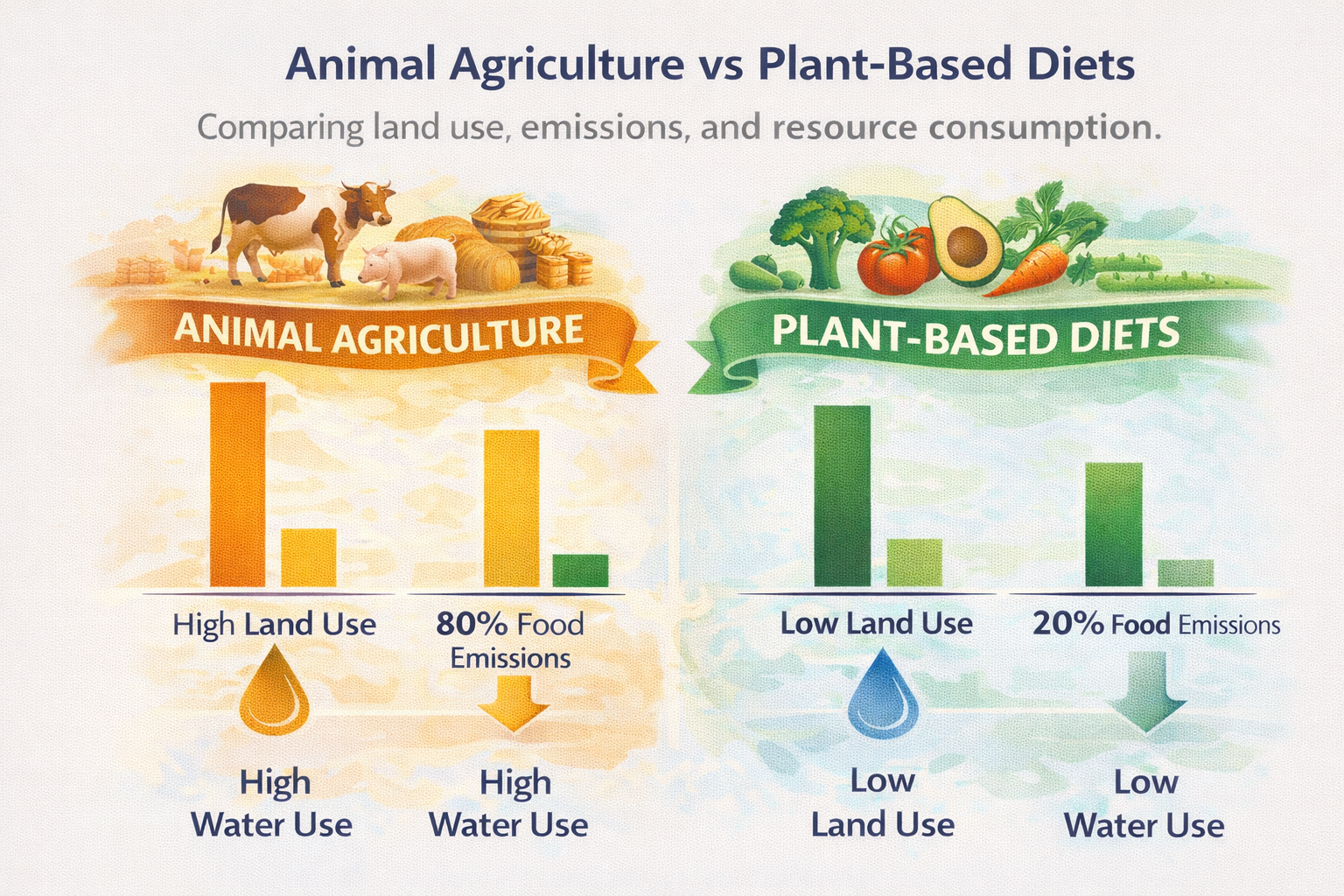 Environmental cost of meat vs plant diets