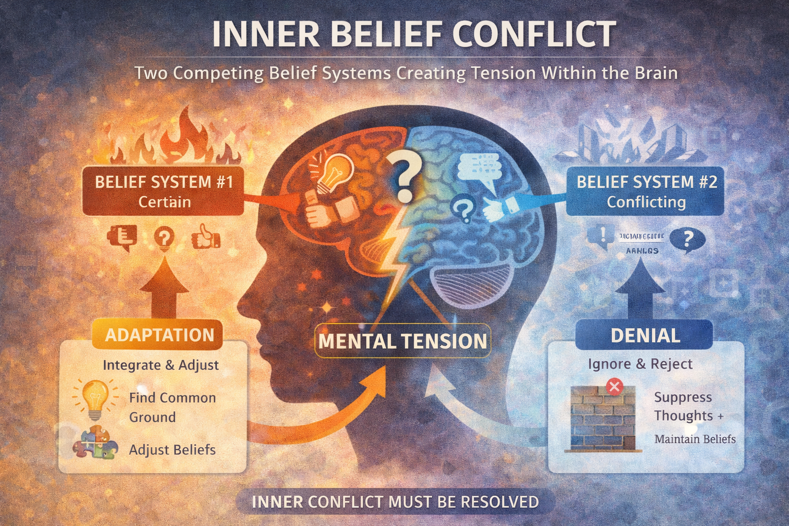 Conflicting beliefs in the brain