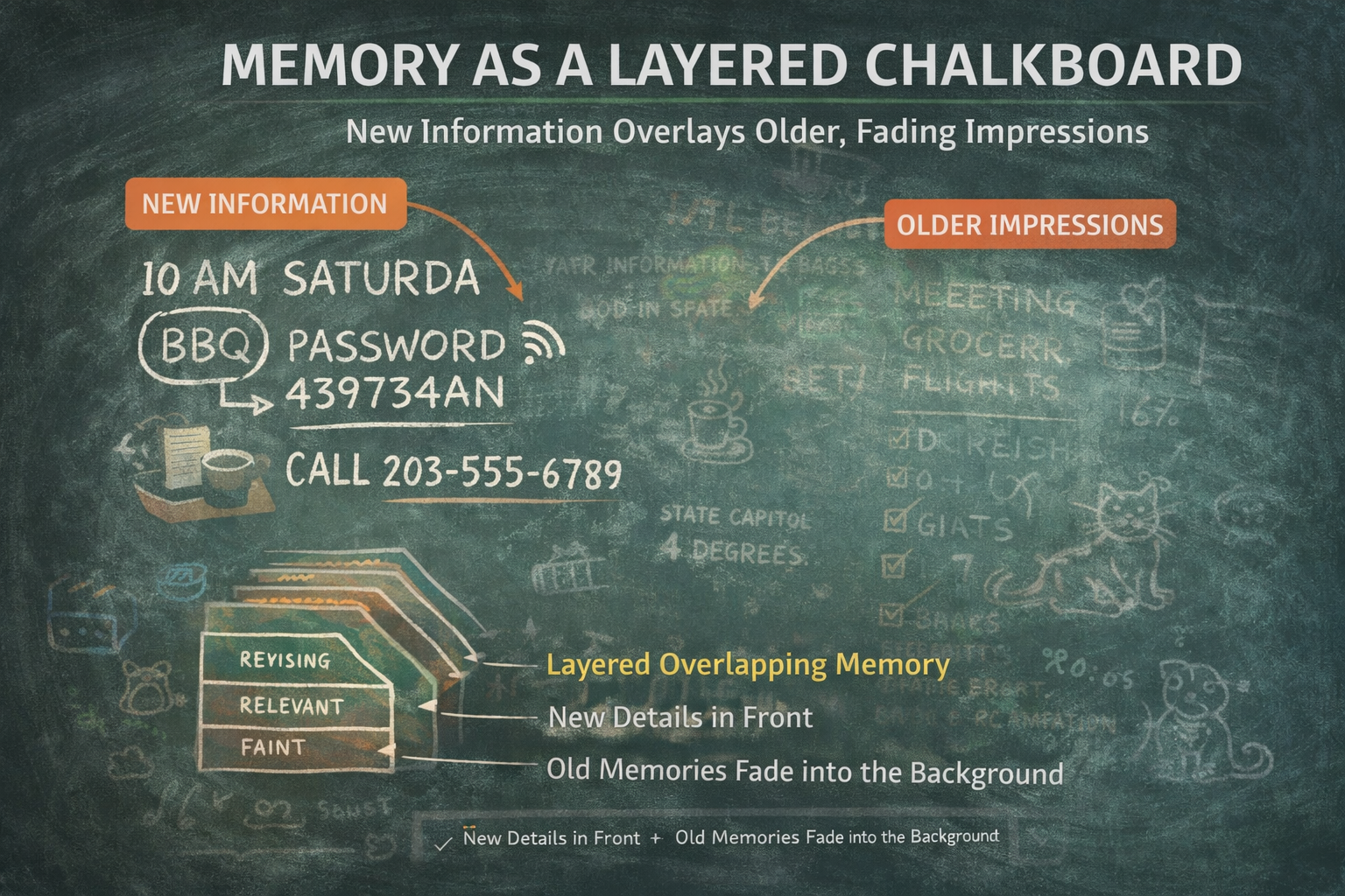 Brain as layered chalkboard memory system