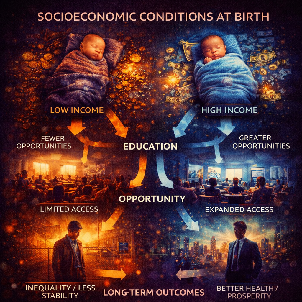 Life outcomes based on birth conditions