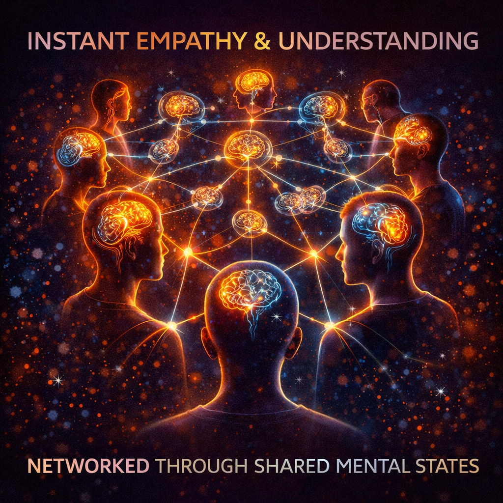 Humans connected through shared thoughts