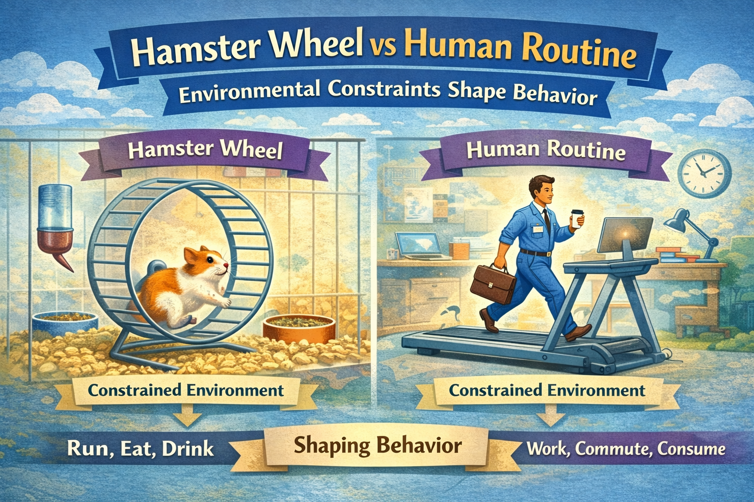 Human vs hamster wheel metaphor