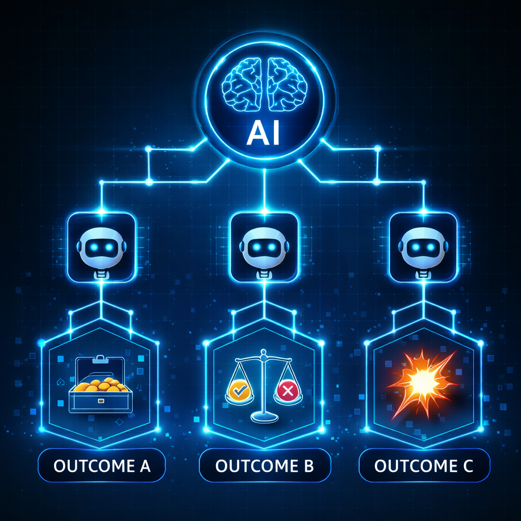infographic showing autonomous weapon decision pathways and AI decision trees
