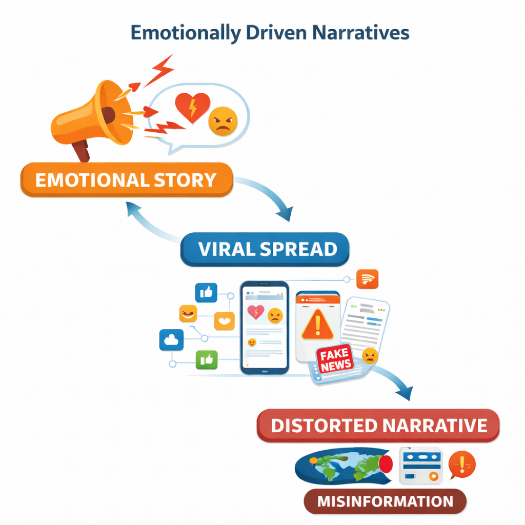 infographic showing lifecycle of conspiracy theories, from uncertainty to narrative formation and viral spread
