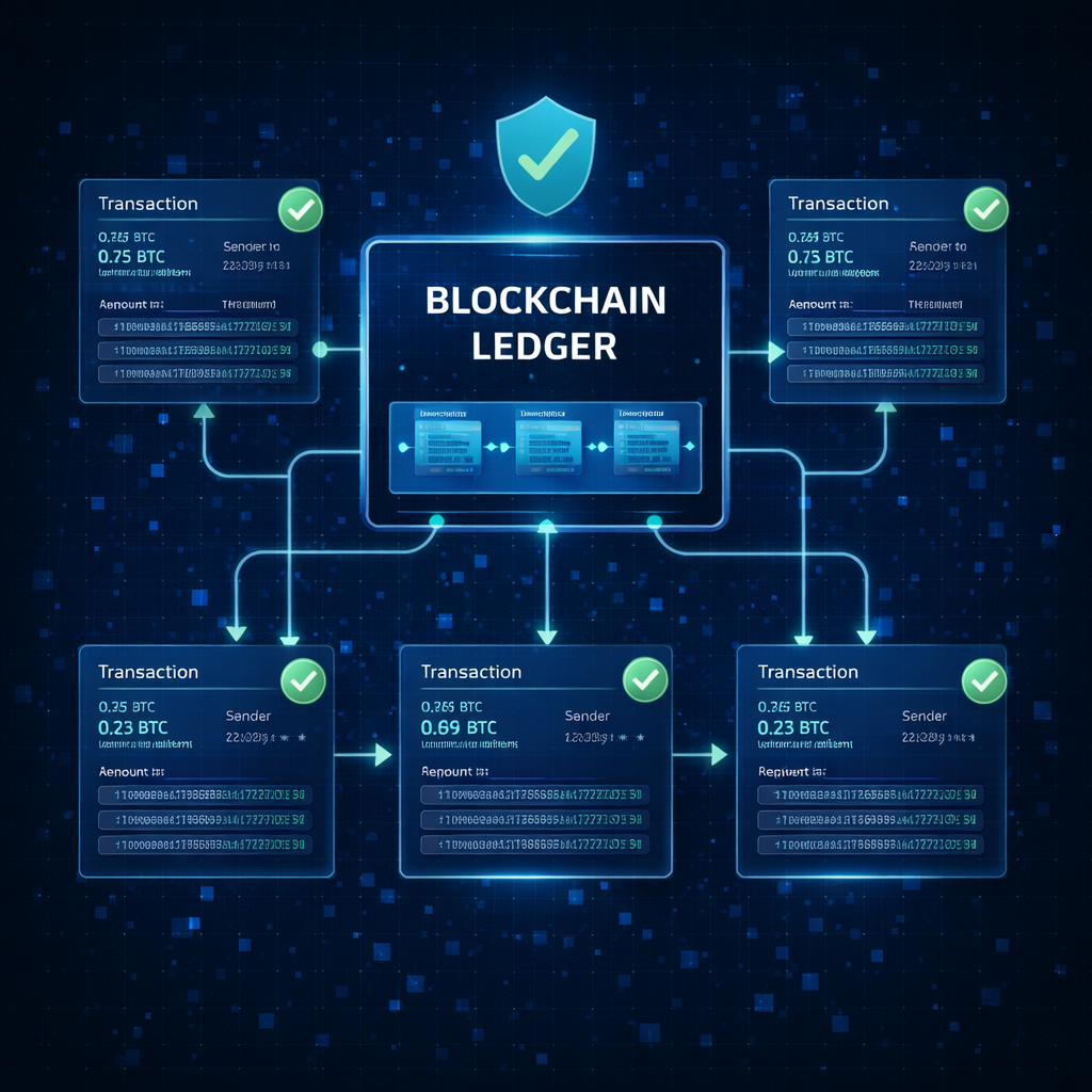 infographic showing transparent digital marketplace with verified transactions
