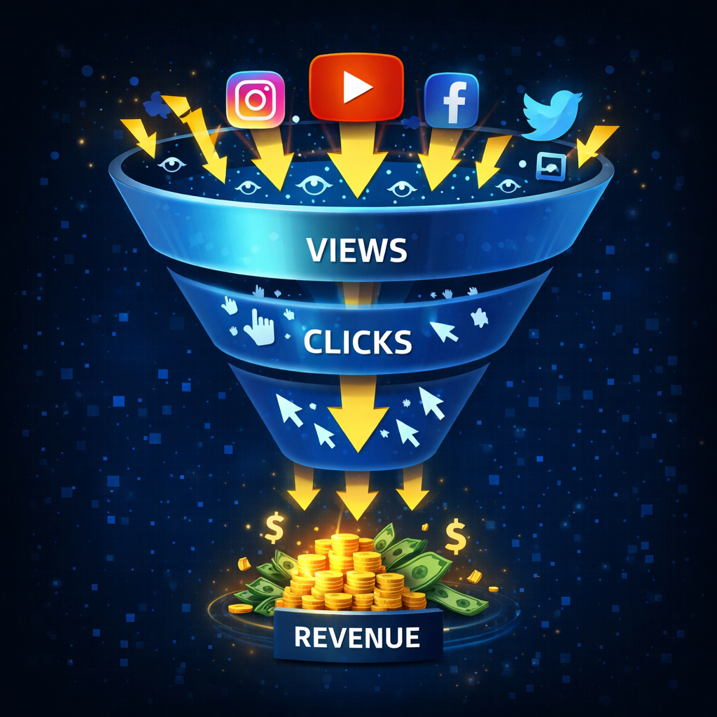 infographic showing attention economy converting views into revenue
